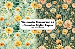 Watercolor Blooms Seamless Digital Paper Vol.1.2, 2 PNG Product Image 1