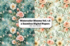 Watercolor Blooms Seamless Digital Paper Vol.1.6, 2 PNG Product Image 1