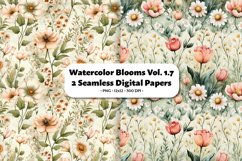 Watercolor Blooms Seamless Digital Paper Vol.1.7, 2 PNG Product Image 1