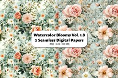 Watercolor Blooms Seamless Digital Paper Vol.1.8, 2 PNG Product Image 1