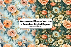 Watercolor Blooms Seamless Digital Paper Vol.1.10, 2 PNG Product Image 1