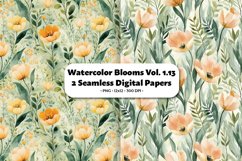 Watercolor Blooms Seamless Digital Paper Vol.1.13, 2 PNG Product Image 1