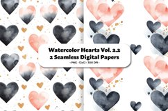 Watercolor Hearts Seamless Digital Paper Vol. 2.2, 2 PNG Product Image 1