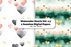 Watercolor Hearts Seamless Digital Paper Vol. 2.3, 2 PNG Product Image 1