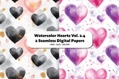 Watercolor Hearts Seamless Digital Paper Vol. 2.4, 2 PNG Product Image 1