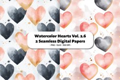 Watercolor Hearts Seamless Digital Paper Vol. 2.6, 2 PNG Product Image 1