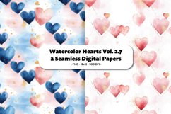 Watercolor Hearts Seamless Digital Paper Vol. 2.7, 2 PNG Product Image 1