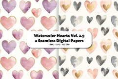 Watercolor Hearts Seamless Digital Paper Vol. 2.9, 2 PNG Product Image 1