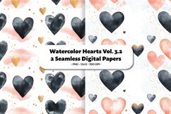 Watercolor Hearts Seamless Digital Paper Vol. 3.2, 2 PNG Product Image 1