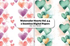 Watercolor Hearts Seamless Digital Paper Vol. 3.4, 2 PNG Product Image 1