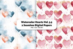Watercolor Hearts Seamless Digital Paper Vol. 3.5, 2 PNG Product Image 1