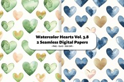Watercolor Hearts Seamless Digital Paper Vol. 3.8, 2 PNG Product Image 1