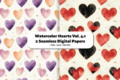 Watercolor Hearts Seamless Digital Paper Vol. 4.1, 2 PNG Product Image 1