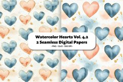 Watercolor Hearts Seamless Digital Paper Vol. 4.2, 2 PNG Product Image 1