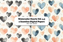Watercolor Hearts Seamless Digital Paper Vol. 4.3, 2 PNG Product Image 1