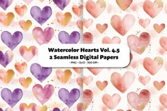 Watercolor Hearts Seamless Digital Paper Vol. 4.5, 2 PNG Product Image 1
