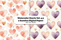 Watercolor Hearts Seamless Digital Paper Vol. 4.9, 2 PNG Product Image 1