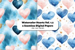Watercolor Hearts Seamless Digital Paper Vol. 1.2, 2 PNG Product Image 1