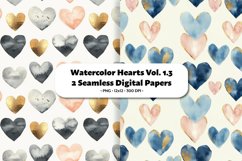 Watercolor Hearts Seamless Digital Paper Vol. 1.3, 2 PNG Product Image 1