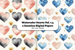 Watercolor Hearts Seamless Digital Paper Vol. 1.4, 2 PNG Product Image 1