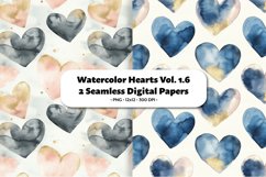 Watercolor Hearts Seamless Digital Paper Vol. 1.6, 2 PNG Product Image 1