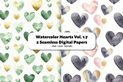 Watercolor Hearts Seamless Digital Paper Vol. 1.7, 2 PNG Product Image 1
