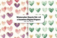 Watercolor Hearts Seamless Digital Paper Vol. 1.8, 2 PNG Product Image 1