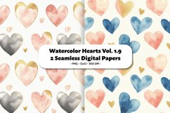 Watercolor Hearts Seamless Digital Paper Vol. 1.9, 2 PNG Product Image 1