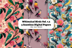 Whimsical Birds Seamless Digital Paper Vol.1.2, 3 PNG Product Image 1
