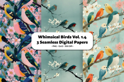 Whimsical Birds Seamless Digital Paper Vol.1.4, 3 PNG Product Image 1