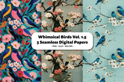 Whimsical Birds Seamless Digital Paper Vol.1.5, 3 PNG Product Image 1