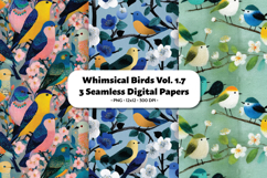 Whimsical Birds Seamless Digital Paper Vol.1.7, 3 PNG Product Image 1