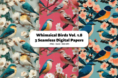 Whimsical Birds Seamless Digital Paper Vol.1.8, 3 PNG Product Image 1