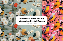 Whimsical Birds Seamless Digital Paper Vol.1.9, 3 PNG Product Image 1