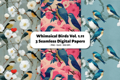 Whimsical Birds Seamless Digital Paper Vol.1.11, 3 PNG Product Image 1