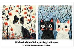 Whimsical Cats Digital Paper Vol. 1.3, 2 PNG &amp; JPEG Product Image 1