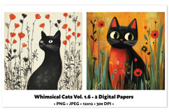 Whimsical Cats Digital Paper Vol. 1.6, 2 PNG &amp; JPEG Product Image 1