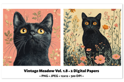 Whimsical Cats Digital Paper Vol. 1.8, 2 PNG &amp; JPEG Product Image 1