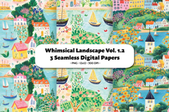 Whimsical Landscape Seamless Digital Paper Vol.1.2, 3 PNG Product Image 1
