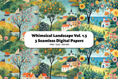 Whimsical Landscape Seamless Digital Paper Vol.1.3, 3 PNG Product Image 1