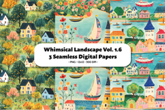 Whimsical Landscape Seamless Digital Paper Vol.1.6, 3 PNG Product Image 1