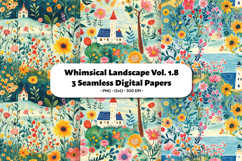 Whimsical Landscape Seamless Digital Paper Vol.1.8, 3 PNG Product Image 1