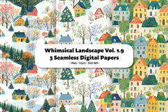 Whimsical Landscape Seamless Digital Paper Vol.1.9, 3 PNG Product Image 1