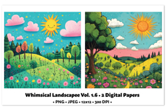 Whimsical Landscape Digital Paper Vol. 1.6 2 PNG &amp; JPEG Product Image 1
