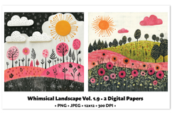 Whimsical Landscape Digital Paper Vol. 1.9 2 PNG &amp; JPEG Product Image 1
