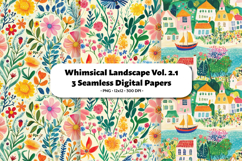 Whimsical Landscape Seamless Digital Paper Vol.2.1, 3 PNG Product Image 1