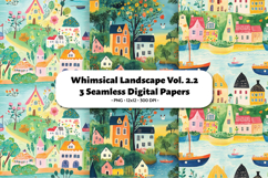 Whimsical Landscape Seamless Digital Paper Vol.2.2, 3 PNG Product Image 1