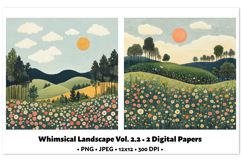 Whimsical Landscape Digital Paper Vol. 2.2 2 PNG &amp; JPEG Product Image 1