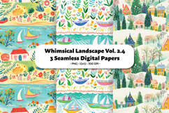 Whimsical Landscape Seamless Digital Paper Vol.2.4, 3 PNG Product Image 1