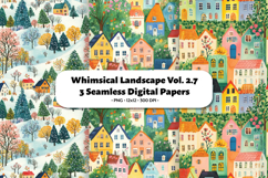 Whimsical Landscape Seamless Digital Paper Vol.2.7, 3 PNG Product Image 1